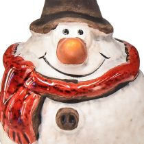 Artikel Keramisk snögubbefigur, 8,5 cm, med hög hatt och röd halsduk - Jul- och vinterdekoration - 3 st