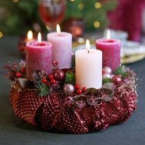Artikel Mini julkulor trådglas vinröd rosa Ø2cm 140st