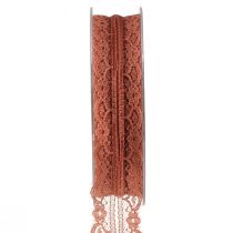 Artikel Spetsband orange dekorationsband med blommor B25mm L20m