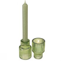 Artikel Stickljusstake glas värmeljushållare grön H8cm 4 st