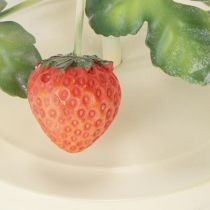 Artikel Metallkonisk ljushållare med jordgubbsdekoration, krämfärgad, rund, H26cm