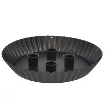 Artikel Design ljusstake i tårtform i metall - svart, Ø 24 cm - elegant bordsdekoration för 4 ljus - 2 st