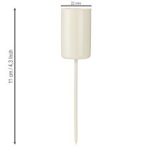 Artikel Metallljusstake på pinne, beige, H11cm, 4 stycken