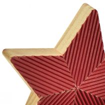 Artikel Stjärnor trä julstjärnor räfflad röd natur 11cm 3 st
