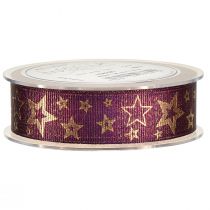 Artikel Star Ribbon Julband Lila Guld Glamour B25mm L15m