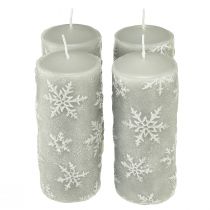 Artikel Pelarljus gråa ljus snöflingor 150/65mm 4 st