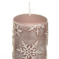 Artikel Pelarljus rosa ljus snöflingor 150/65mm 4 st