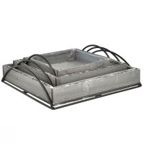 Artikel Mångsidig uppsättning med grå träbrickor - olika storlekar - snygg förvarings- och serveringslösning - set om 3