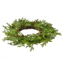 Artikel Konstgjord grankrans, grönbrun med kottar, juldekoration, Ø49cm
