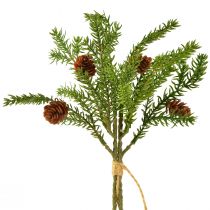 Artikel Konstgjord grangren med två naturliga kottar – Knuten med jute – Perfekt juldekoration 28cm 4st