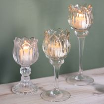 Artikel Glasljushållare, dekorativ blomform för en elegant atmosfär, 17 cm