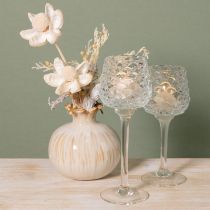 Artikel Glasljushållare, konformad, med bas, H19,5/22,5 cm, set om 2