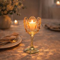 Artikel Tulpanformad värmeljushållare i glas, vintagestil, romantisk heminredning, 20 cm