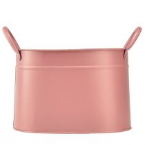 Artikel Planteringskruka metall oval växtkruka rosa 24/21/18cm set med 3 delar