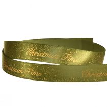 Artikel Julband Christmas Time Band Grönt Guld 15mm 20m