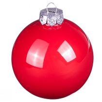 Artikel Julkulor röda blanka glasgranskulor Ø7,5cm 12 st