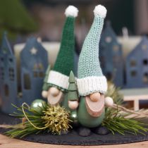 Artikel Jultomte dekoration tomte trä grön mint H14cm 6 st