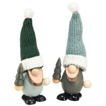 Artikel Jultomte dekoration tomte trä grön mint H14cm 6 st