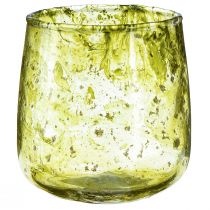 Artikel Lykta glas dekoration vintage gul grön Ø9cm H9,5cm