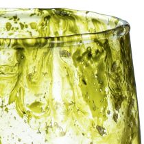 Artikel Lykta glas dekoration vintage gul grön Ø9cm H9,5cm