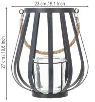 Artikel Metalllykta med glas, antracit, Ø23cm, H27cm