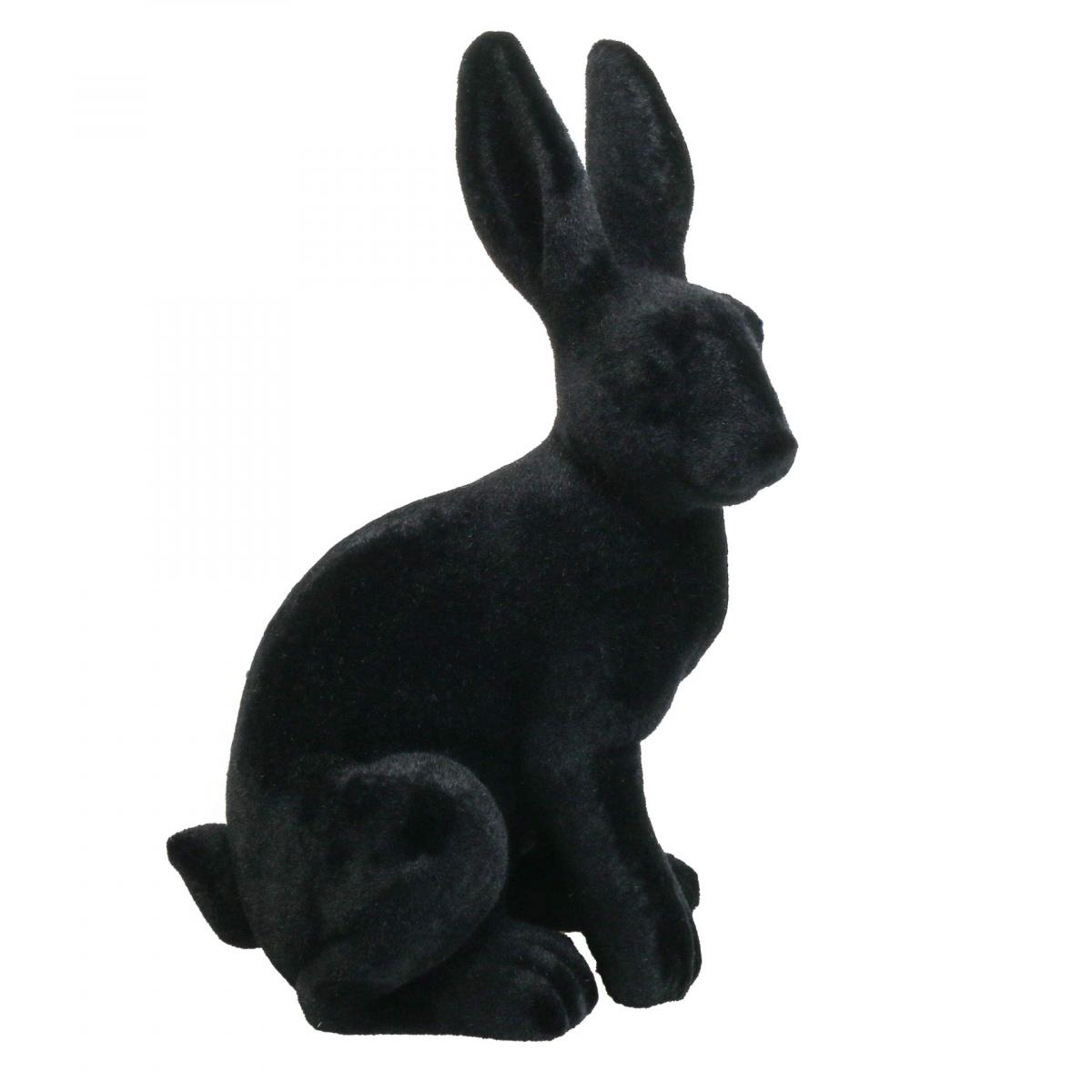 Floristik24.se Stor påskhare Dekoration Svart Flockad Keramik H42,5cm-08524