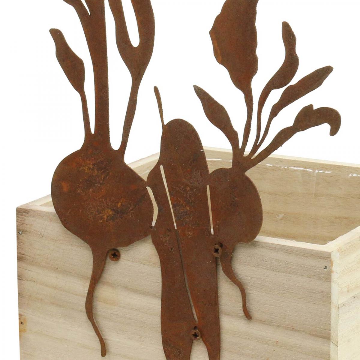 Växtlåda trä med rostdekor grönsakscachepott 17×17×12cm