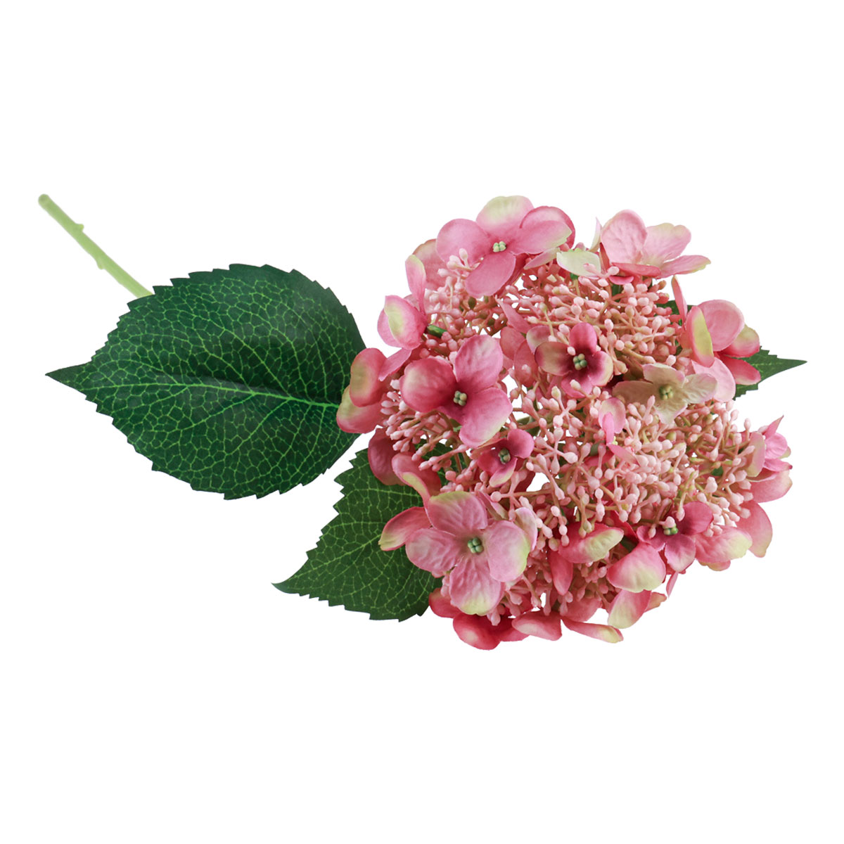 Konstgjord hortensia, rosa och grön, 52 cm, trädgårdsblomma | Floristik24