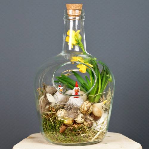 Floristik24 Glasflaska dekorationskärl med kork Ø19cm H30cm