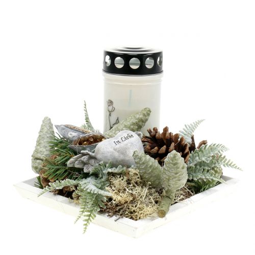 Floristik24 Träbricka vit 20cmx20cm