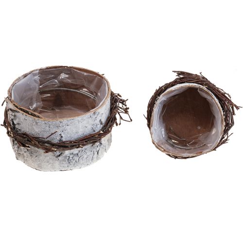 Artikel Planteringskruka i björkträ björkkruka vit Ø11/16cm set om 2