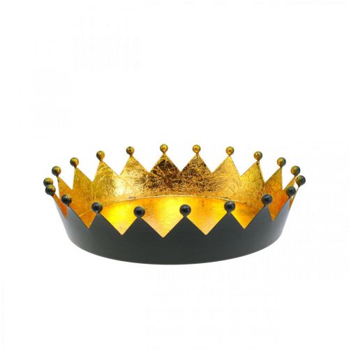 Bordsdekoration julkrona svart guld Ø16,5cm H6cm