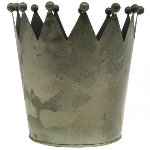 Artikel Deco krona antik look grå metalldekoration Ø17,5cm H17,5cm
