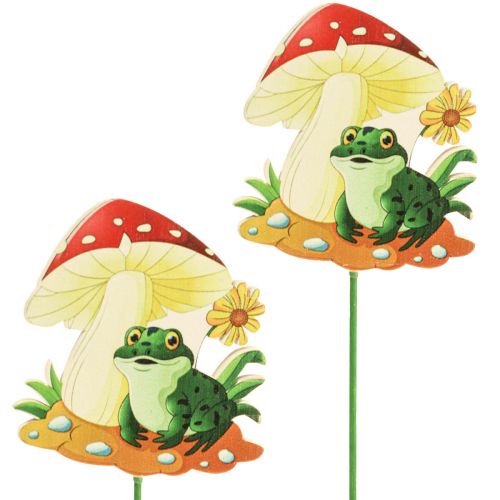 Floristik24 Dekorplugg träblompropp groda dekoration 6,5cm 18 st