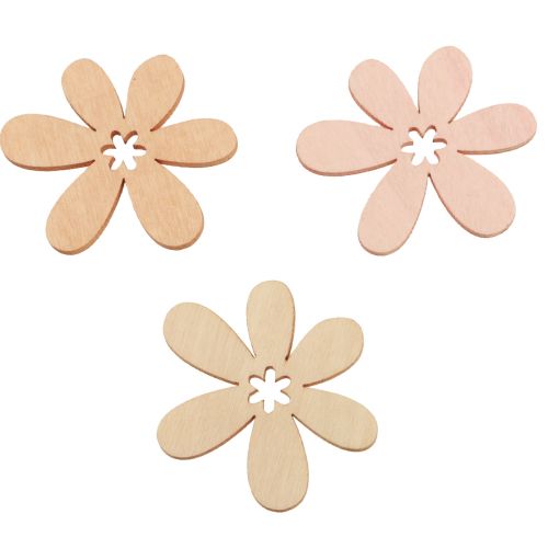 Artikel Träblommor spridda dekoration blommor trä orange/rosa/vit 72 st