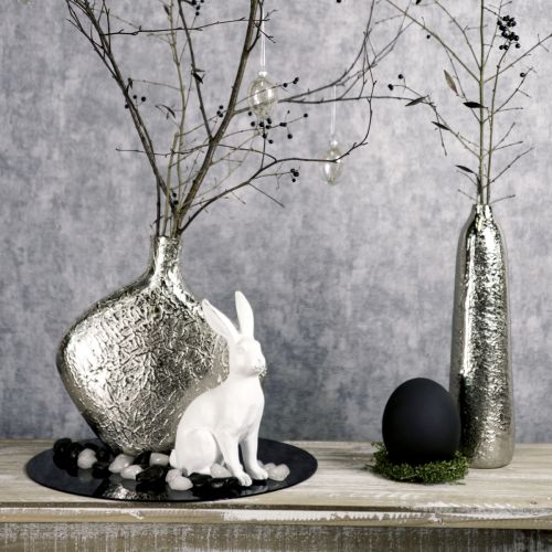 Artikel Dekorativ vas metall hamrad blomvas silver 24x8x27cm