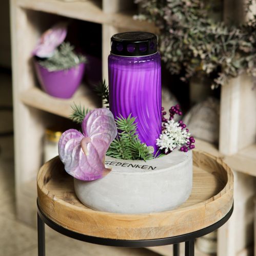 Floristik24 Gravljuslock motiv blomma svart lila Ø9cm H27cm