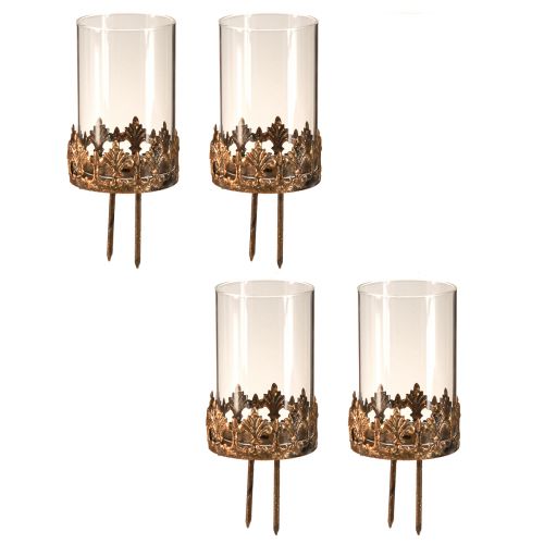 Artikel Värmeljushållare med glas för inkoppling av antik look guld Ø5,5cm 4 st
