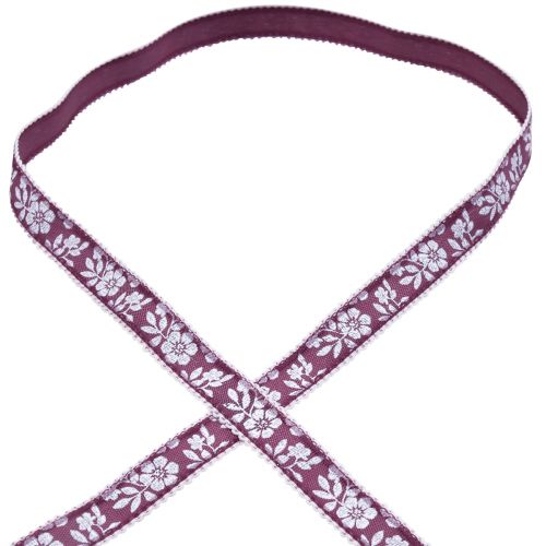 Artikel Presentband blommor dekorativt band Mauve 15mm 25m