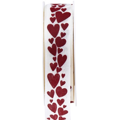 Floristik24 Presentband dekorativt band röda hjärtan 25mm 18m