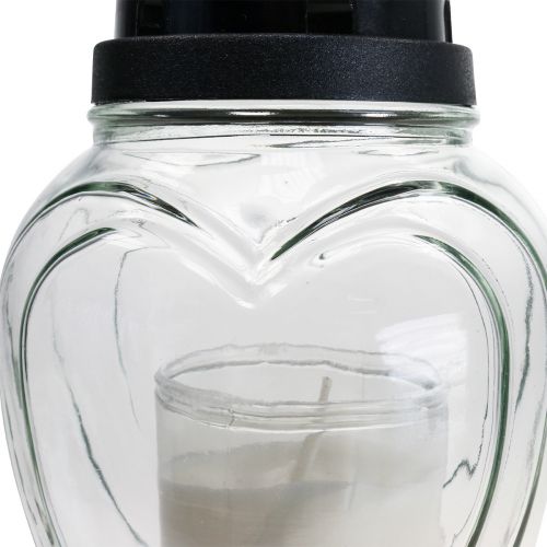 Floristik24 Gravljus glas hjärta gravyr gravlykta klar Ø11cm H26cm