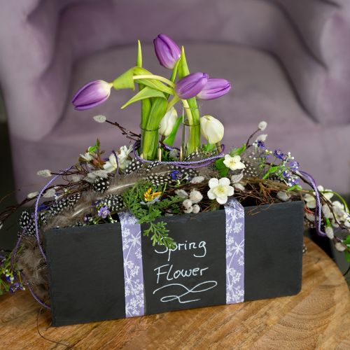 Floristik24 Naturskifferplatta rektangulär stenbricka svart 35×15cm 3st