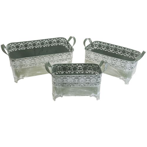 Floristik24 Dekorativ skål med handtag för blomskål i metall 25,5/30/35,5 cm set om 3