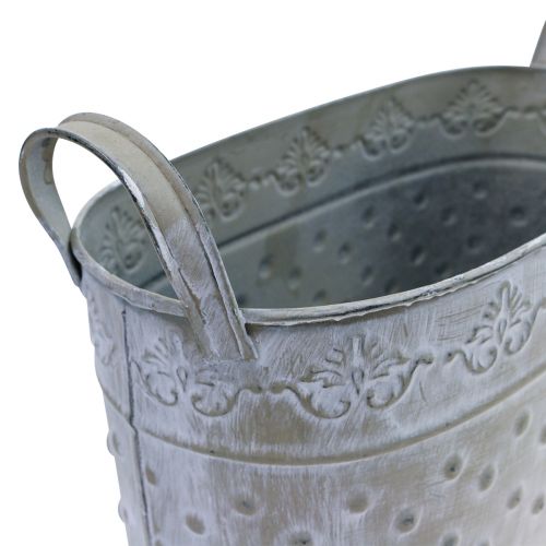 Floristik24 Blomkruka oval med handtag Jardiniere metall 24/19/14cm 3st