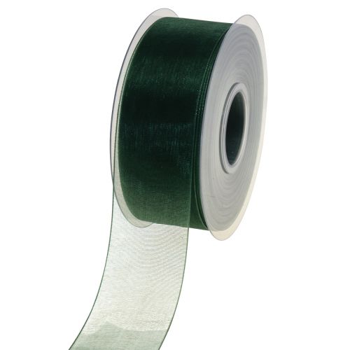 Artikel Organzaband grönt presentband vävt kant grangrönt 40mm 50m