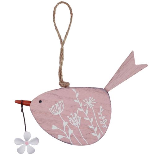 Artikel Dekorativ fågel vårdekor hängande dekoration trä rosa 15×8,5cm