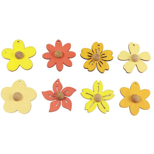 Artikel Träblommor hängande dekoration trä sommardekoration gul 4,5cm 24 st