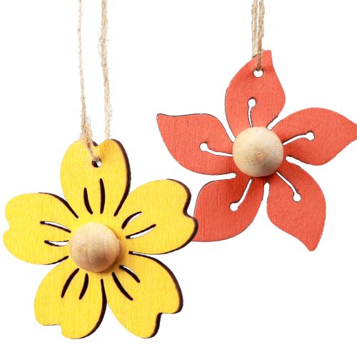 Artikel Träblommor hängande dekoration trä sommardekoration gul 4,5cm 24 st