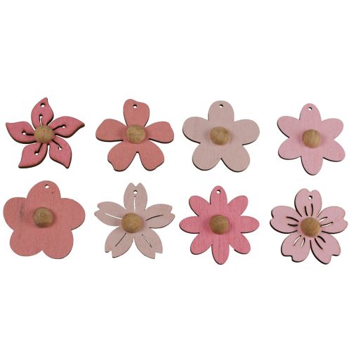 Floristik24 Träblommor hängande dekoration trä sommardekoration rosa 4,5cm 24st