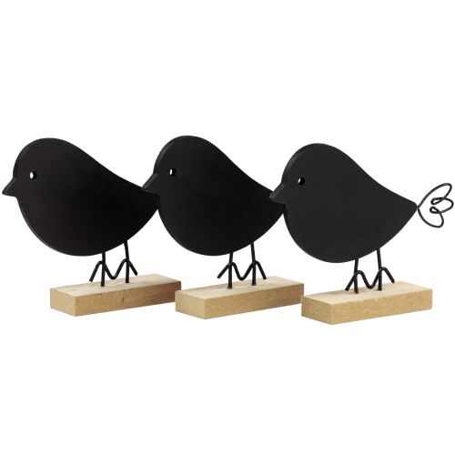 Dekorativa fåglar svarta träfåglar trädekorationsfjäder 13,5cm 6st